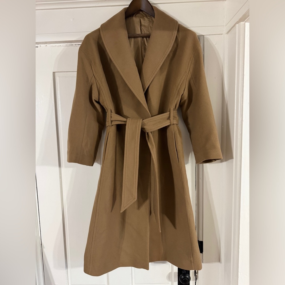 & Other Stories Tie-waist Wool Coat Camel Size US 8 EU 40